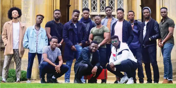  ??  ?? Making a point: These 14 African Caribbean Society members represent almost a year’s intake of black male students at Cambridge