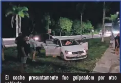  ??  ?? El coche presuntame­nte fue golpeadom por vehículo otro