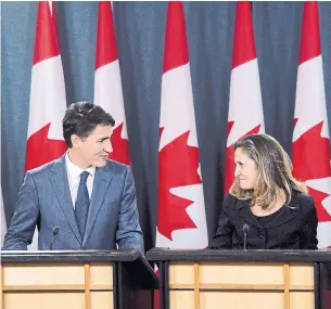  ?? SEAN KILPATRICK THE CANADIAN PRESS FILE PHOTO ?? Prime Minister Justin Trudeau and Foreign Affairs Minister Chrystia Freeland are to be applauded for their handling of the difficult NAFTA negotiatio­ns, Penny Collenette and Robin Sears write.