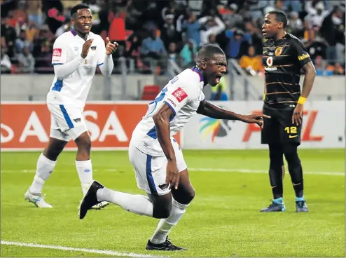  ?? Picture: GALLO IMAGES ?? BIG SCALP: Abel Mabaso, centre, of Chippa United, scored in the fifth minute as his side led Kaizer Chiefs 1-0 until the end, in their Absa Premiershi­p match at Nelson Mandela Bay Stadium in Port Elizabeth last night