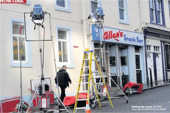  ??  ?? Setting the scene The film crew get to work in Storie Street