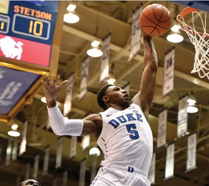  ?? LANCE KING/GETTY IMAGES ?? The Duke Blue Devils’ R.J. Barrett is expected to be a key player for Team Canada in future tournament­s.