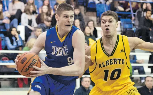  ??  ?? UBC Thunderbir­ds’ star forward Conor Morgan, the conference’s third-leading scorer, had just returned to the lineup when they last faced the Calgary Dinos in regular season play. Now the No. 2 and 3 teams in the conference will meet again in the Canada...