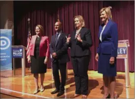  ?? JULIE CARR SMYTH — THE ASSOCIATED PRESS ?? Democratic candidates for Ohio governor, from left, ex-state Rep. Connie Pillich, state Sen. Joe Schiavoni, Dayton Mayor Nan Whaley and former U.S. Rep. Betty Sutton met, Tuesday in Martins Ferry, Ohio, for their first debate.