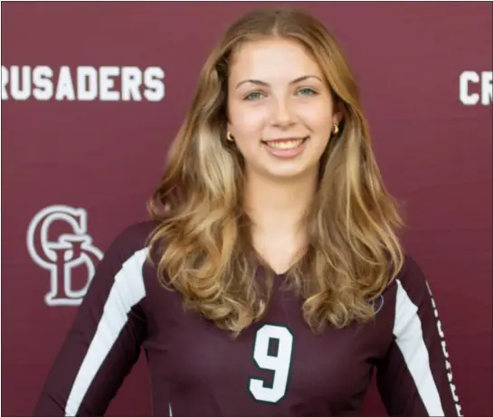  ?? COURTESY GROTON-DUNSTABLE VOLLEYBALL ?? After suffering an ACL injury six months ago, Groton-dunstable tri-captain Kaelyn Engeian has fond a new role with the Crusaders’ girls volleyball team as an assistant coach. She’s finding ways to help the program from the bench.