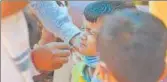  ?? DEEPAK GUPTA/HT PHOTO ?? Swab sample of a child being taken for corona test at Ram Manohar Lohiya Hospital in Lucknow.