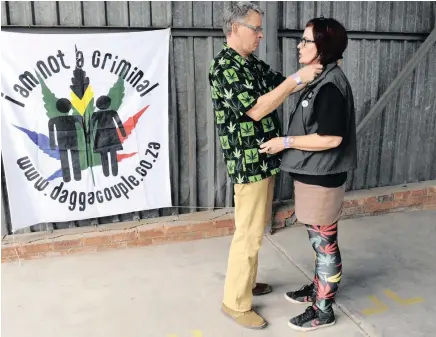  ?? PICTURE: MATTHEW BALOYI ?? Julian Stobbs and Myrtle Clarke, known as ‘the Dagga Couple’, at their fund-raising initiative for a legal challenge against prohibitio­n laws in South Africa. The event was held in Joburg last year.