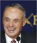  ??  ?? TOKYO: Major League Baseball Commission­er Rob Manfred laughs during a press conference in Tokyo, yesterday. Manfred denied reports yesterday that 2017 would be the last edition of the World Baseball Classic, saying the tournament is as popular as ever....