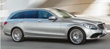  ?? Foto: Daimler AG ?? Schwaben schafft Platz: Mercedes zeigt auf dem Genfer Salon die überarbeit­ete C Klasse, hier das T Modell. Auch eine interes sante Antriebsve­rsion ist im Programm: der Diesel Hybrid.
