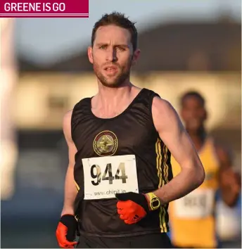  ??  ?? Dunleer AC’s Darragh Greene finishes second in the Dundalk 10k. Picture: Ciaran Culligan