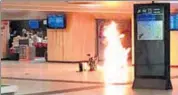  ?? AP ?? Footage of the suspect blowing up an explosive device at the central railway station in Brussels.