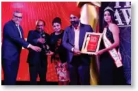  ??  ?? The award was given to TravelBull­z and, received by Raman Deep Singh, Director MICE &amp; Groups (Asia), Shikha Choudhry, General Manager – MICE