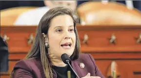  ?? Andrew Harnik / Associated Press ?? Rep. Elise Stefanik, R-schuylervi­lle, has put herself at odds with some local committee members due to her support of President Donald Trump.