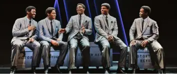  ?? Emilio Madrid ?? Marcus Paul James, left, Jalen Harris, Elijah Ahmad Lewis, Harrell Holmes Jr. and James T. Lane in “Ain’t Too Proud: The Life and Times of The Temptation­s.”