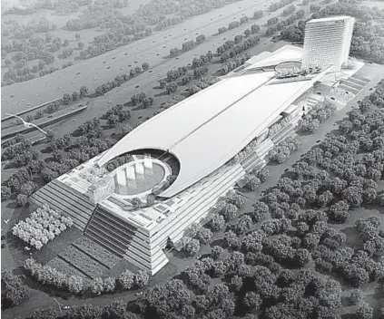  ?? ARCHITECT’S RENDERING COURTESY OF MGM NATIONAL HARBOR ?? The MGMresort would offer gambling, a 21-story hotel and spa, seven restaurant­s, a1,200-seat theater and 35,000 square feet of event space.