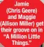  ??  ?? Jamie (Chris Geere) and Maggie (Allison Miller) get their groove on in “A Million Little Things.”