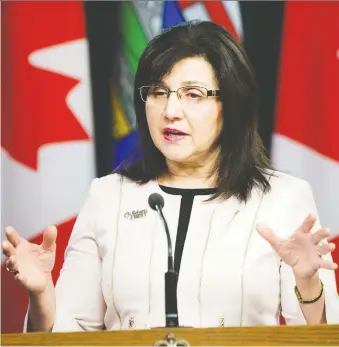  ?? GREG SOUTHAM ?? In the past 15 years there has been an 80-per-cent increase in operationa­l spending in education, says Education Minister Adriana Lagrange, while the student population only increased by 25 per cent.