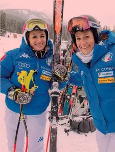  ??  ?? Elena e Nadia Fanchini, 32 e 31 anni, quest’anno a Lake Louise AP