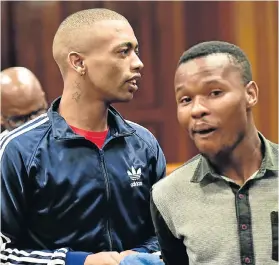  ?? Picture: EUGENE COETZEE ?? SERIOUS CHARGES: Jean-Claude Uithaler and Sinethemba Mfihlo in court