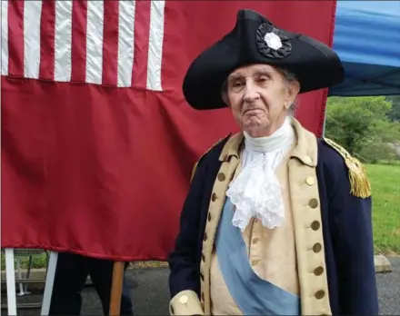  ?? BILL RETTEW — DIGITAL FIRST MEDIA ?? “Gen. George Washington” (Carl Closs) at the Battle of Brandywine Park.