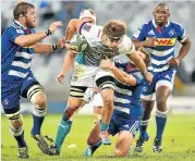  ?? Picture: GALLO IMAGES ?? BULLDOZER: Boom Prinsloo of the Cheetahs bursts through the Stormers defence last night