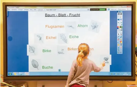  ?? Foto: Ulrich Wagner ?? Digitale Tafeln gibt es an einer Vielzahl von Schulen – hier in einem Grundschul-Klassenzim­mer in Buchloe.