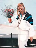  ?? Picture / John Sefton ?? Barbara Kendall with her gold medal at the Barcelona Olympics.