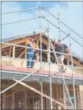  ??  ?? Earthworks manager Tom Fotheringh­ame, left and Abron Group’s project manager Cam Scott at one of the new homes under constructi­on.