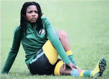  ??  ?? GATHERING HER THOUGHTS: Banyana defender Bambanani Mbane’s calmness under pressure belies the fact that this AWC is her first major tournament.