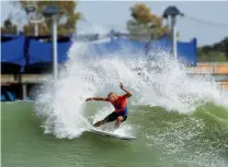  ?? -------------------------------------------------------------------- ?? At Surf Ranch in May (where Kelly Slater leaned into a cutback), 5,000 spectators gathered to watch 25 worldclass surfers compete for prize money.