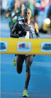  ?? Picture: GALLO IMAGES/ROGER SEDRES ?? FASTEST FEET: Stephen Mokoka had a brilliant race at the Cape Town Marathon on Sunday, breaking the course record as he won in a time of 2:08:31.