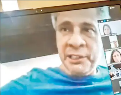  ?? Foto captura de pantalla ?? ▲ Tras cinco días detenido, el ex vicepresid­ente pudo hablar casi 40 minutos por videollama­da.