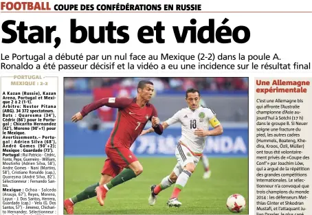  ??  ?? Les Lusitanien­s de Ronaldo ont dégainé et les Aztèques de Guardado répliqué, en revenant à chaque fois au score. (Photo AFP)