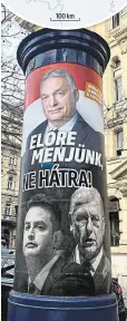  ?? ?? Peter Márki-Zay (li.), den Orban als Marionette des umstritten­en Ex-Premiers Gyurcsány (re.) sieht