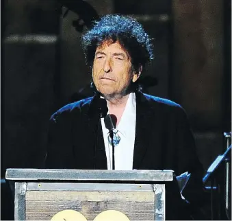  ?? THE ASSOCIATED PRESS/FILES ?? Bob Dylan has come under fire for his Nobel Prize speech.