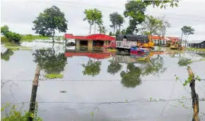  ??  ?? Una finca inundada dentro de la ciénaga Grande del Bajo Sinú.