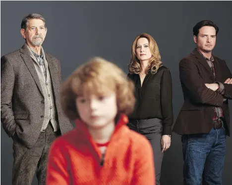  ?? BELL MEDIA ?? Peter Coyote, left, Michael Riendeau, Camille Sullivan and Aden Young star in the Quebec-shot CTV miniseries The Disappeara­nce.