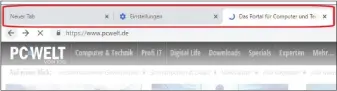  ??  ?? Zum 10-jahrigen Chrome-jubiläum im Herbst 2018 spendierte Google seinem Chrome-browser eine neue Oberfläche: Die neue mit abgerundet­en, weißen Tabs im unteren Bild wirkt viel moderner als die alte oben.
