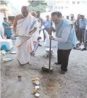  ??  ?? Chief Secretary Dr S K Joshi performs the ground breaking ceremony of the parking facility in Nampally on Saturday.