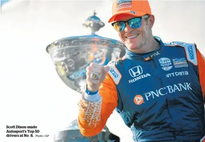  ?? Photo / AP ?? Scott Dixon made Autosport’s Top 50 drivers at No 8.