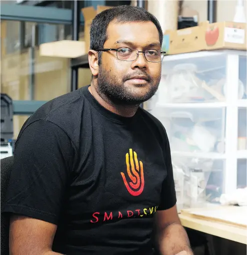  ?? ANDREW MEADE FOR NATIONAL POST FILES ?? Kumaran Thillainad­arajah, CEO of Smart Skin, says the New Brunswick Breakthru startup competitio­n “shone a spotlight” on his company, which now has clients including Coca- Cola, Pepsi and Anheuser-Busch InBev.