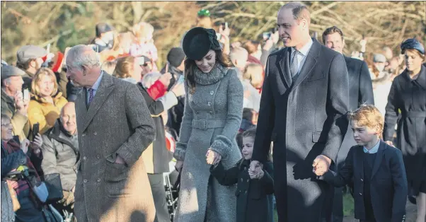  ?? PICTURES: PA ?? FESTIVE GATHERING:
The Prince of Wales, The Duke and Duchess of Cambridge and their children Prince George and Princess Charlotte at the Christmas Day morning church service at St Mary Magdalene Church.