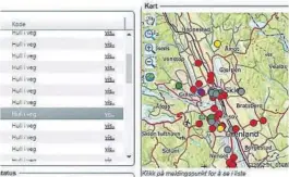  ?? FOTO: SKIEN KOMMUNE ?? HULLKART: Kartet på www.skien.kommune.no/gemini-melding viser hvor det er huller akkurat nå.