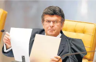  ?? ANDRE DUSEK/ESTADAO-13/9/2017 ?? Ministro. Luiz Fux apresenta seu voto em sessão plenária do Supremo Tribunal Federal