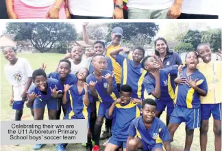  ?? ?? Celebratin­g their win are the U11 Arboretum Primary School boys’ soccer team