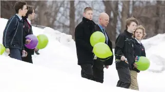  ?? ASHLEY FRASER ?? A funeral was held Sunday for Chloe Kotval, 14, a Grade 9 student at All Saints High School who died after an apparent drug overdose on Valentine’s Day. Family and friends carrying balloons in Choe’s favourite colours were at Tubman Funeral Home in...