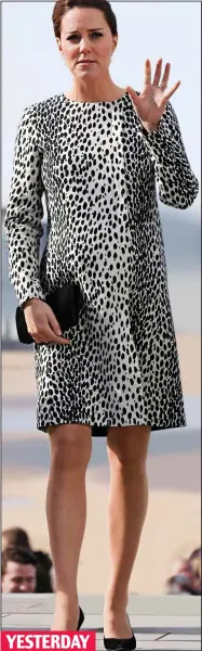  ??  ?? Deja vu: Kate dusts off her ‘Dalmatian’ coat
YESTERDAY
