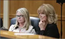 ?? BRUCE R. BENNETT / THE PALM BEACH POST 2017 ?? Palm Beach County Commission­ers Melissa McKinlay (left) and Paulette Burdick listen during an April 2017 meeting. Some audience members criticized McKinlay’s decision not to allow public comment at a workshop Tuesday.