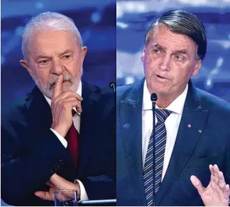  ?? ?? Luiz Inacio ‘Lula’ da Silva y Jair Bolsonaro durante el debate del pasado lunes.