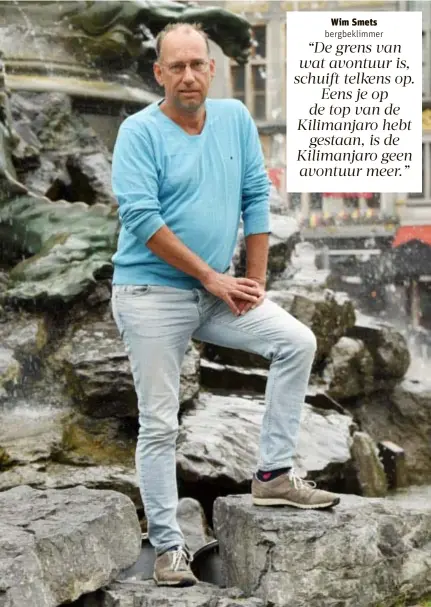  ?? FOTO JAN VAN DER PERRE ?? Wim Smets op ‘Mount Brabo’: “Na een tijd in het buitenland kom ik wel altijd graag naar huis, naar Antwerpen.”